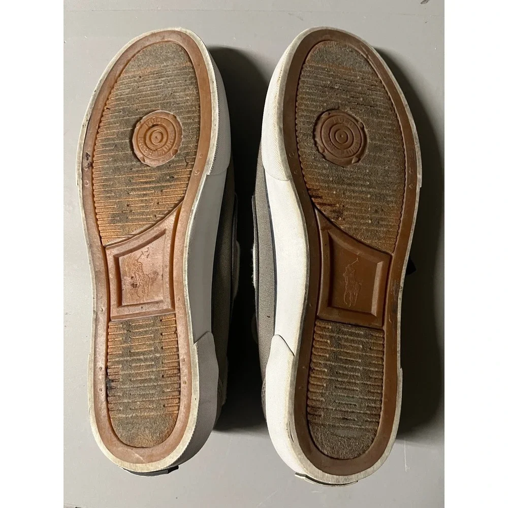 Polo Ralph Lauren Lander P Canvas Boat Shoes Mens 8D Taupe Brown 00001629 F13
